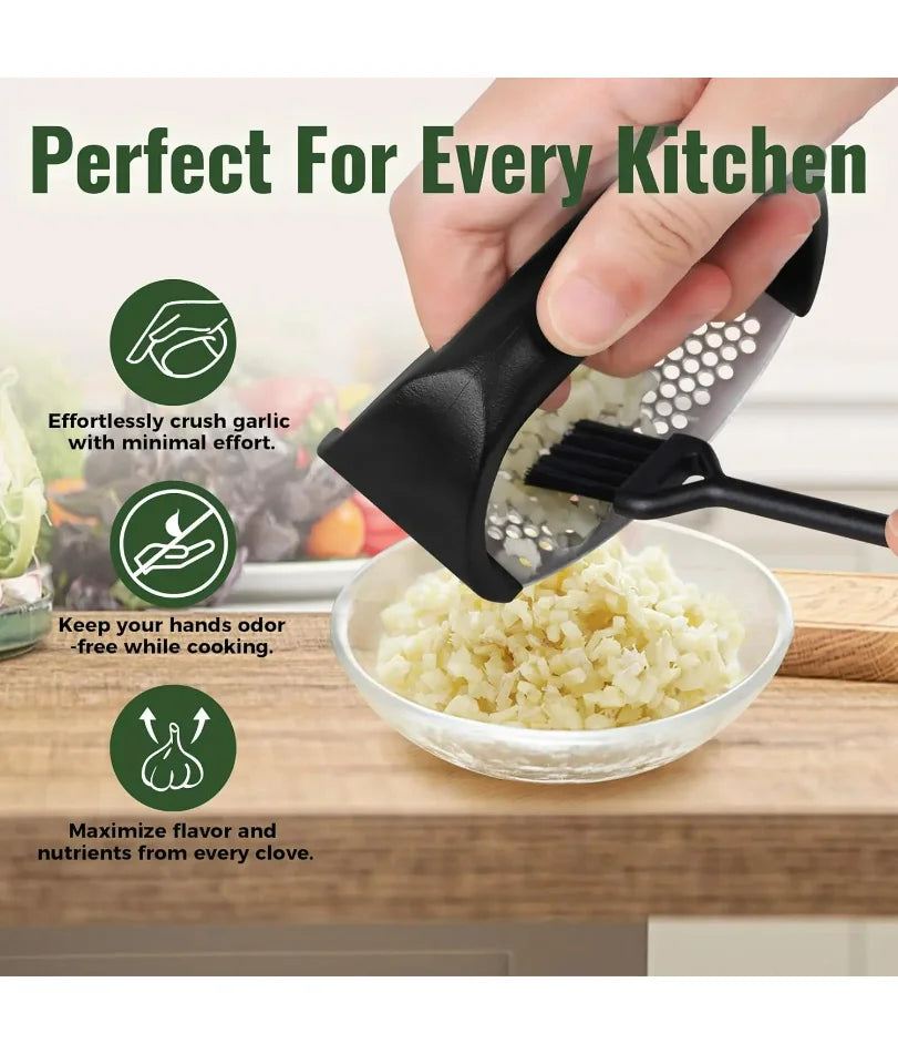 Kitchenova™ Professional Stainless Steel Garlic Press Rocker Set