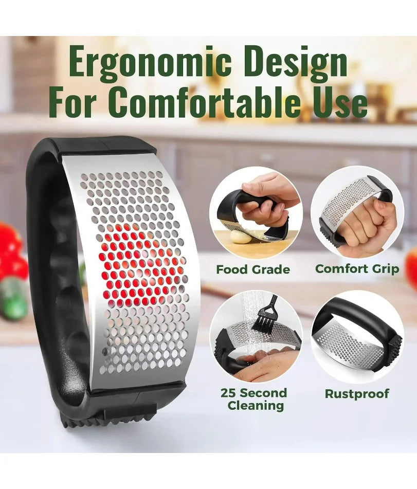 Kitchenova™ Professional Stainless Steel Garlic Press Rocker Set