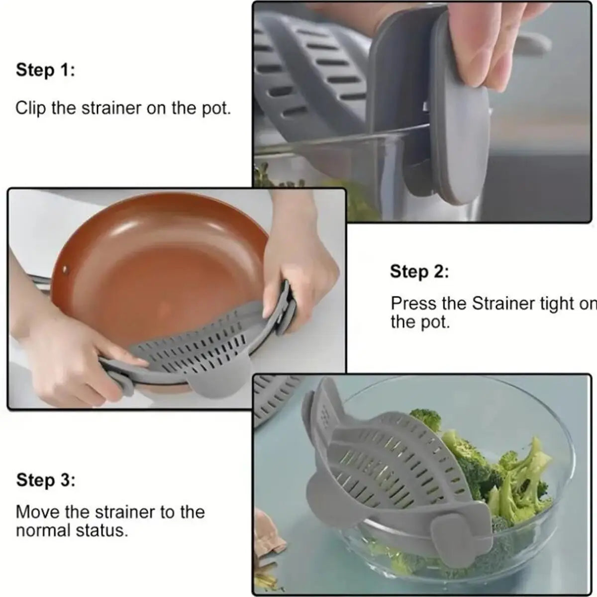 Hands-Free Snap-On Kitchen Strainer & Sieve