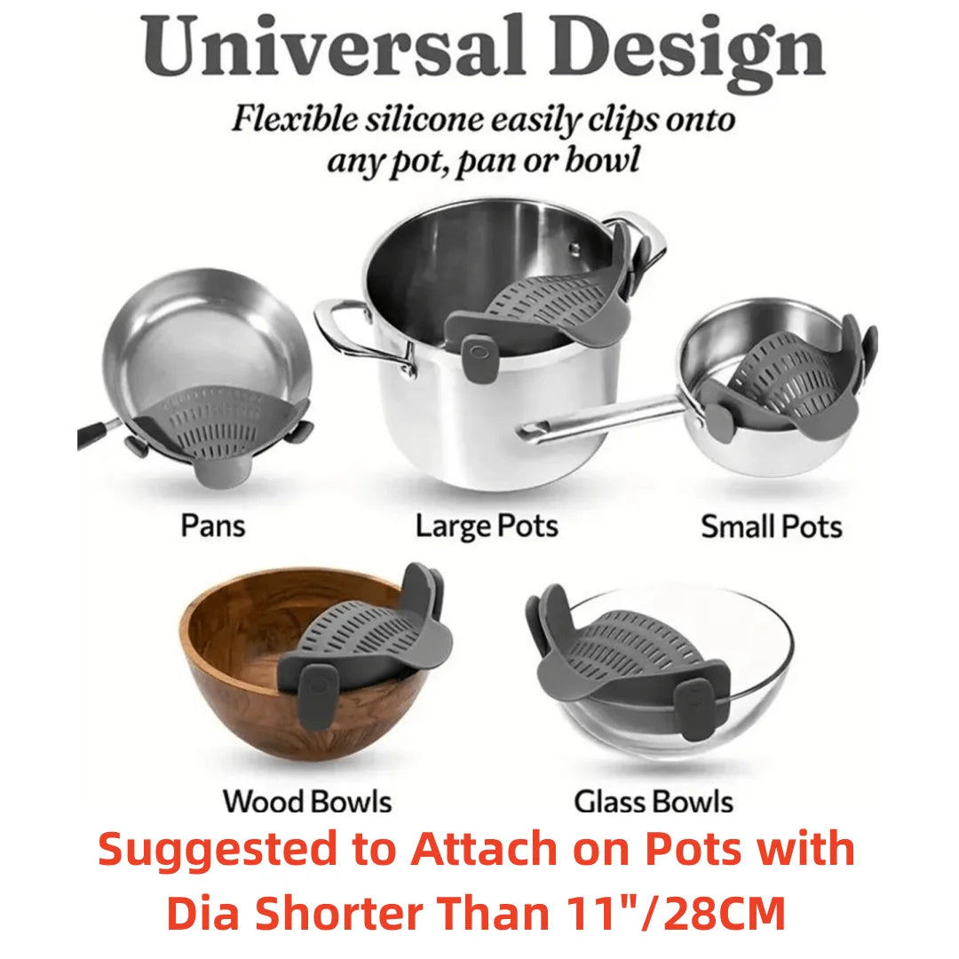 Hands-Free Snap-On Kitchen Strainer & Sieve