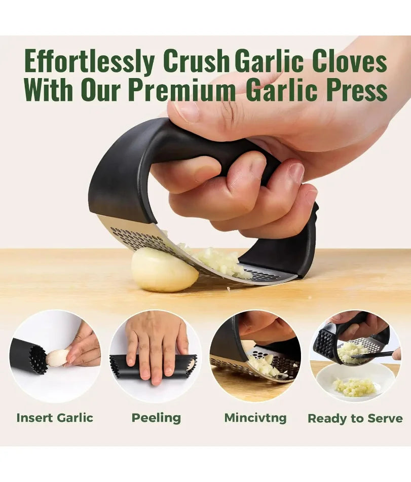 Kitchenova™ Professional Stainless Steel Garlic Press Rocker Set